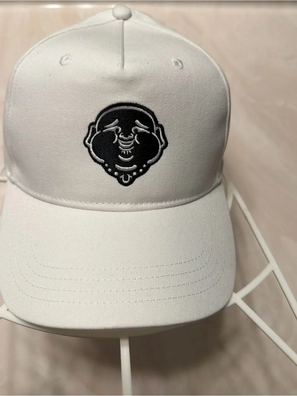 True Religion White Baseball Cap with Black Logo Patch